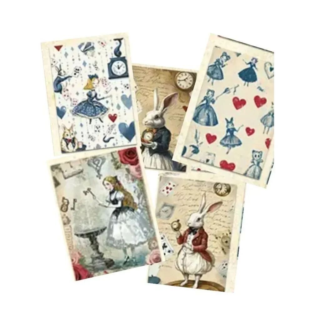 NWT 32pc Vintage Alice in Wonderland Journal Paper Scrapbook Ephemera Pack 4x5.5